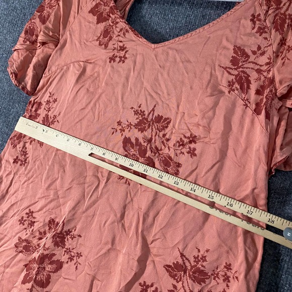 Billabong Mini Dress Small Pink Fine Flutter Floral Short Sleeve A-Line - Picture 8 of 14